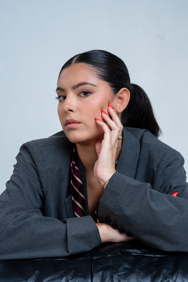 Booked by Muse grey blazer portrait
